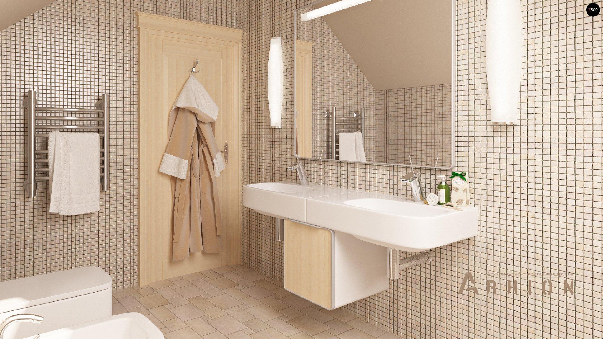 11. Проект одноэтажного дома в европейском стиле с четырехскатной, Z18 k, площадью - 187 кв c мансардой, терассой, балконом